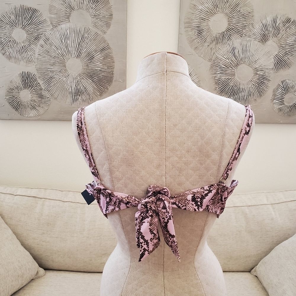 Rachel Roy Python-Print Underwire Bikini Top XL - Picture 7 of 8